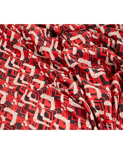 Sanskriti Vintage Red Indian Sarees Blend Silk Batik Printed Sari Craft Fabric, PR-61800-Red &amp; Ivory-100% Pure Silk-8