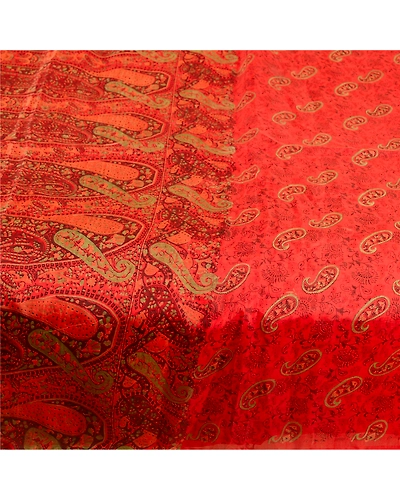 Sanskriti Vintage Sarees From India Red Pure Silk Printed Sari Soft Craft Fabric, PR-61822-Red-Pure Silk-3