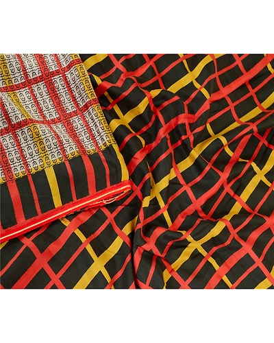 Sanskriti Vintage Sarees From India Red 100% Pure Silk Printed Sari Craft Fabric, PR-61851-Red-Pure Silk-2