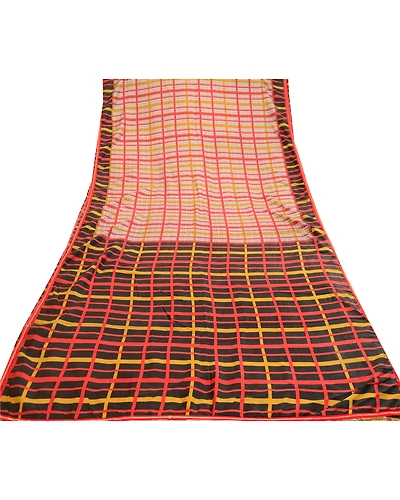 Sanskriti Vintage Sarees From India Red 100% Pure Silk Printed Sari Craft Fabric, PR-61851-Red-Pure Silk-7
