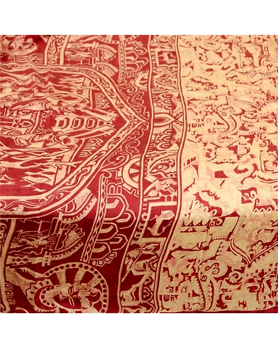 Sanskriti Vintage Sarees Dark Red Indian Pure Silk Printed Sari 5Yd Craft Fabric, PR-61863-Dark Red-Pure Silk-3