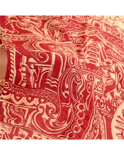 Sanskriti Vintage Sarees Dark Red Indian Pure Silk Printed Sari 5Yd Craft Fabric, PR-61863-Dark Red-Pure Silk-5