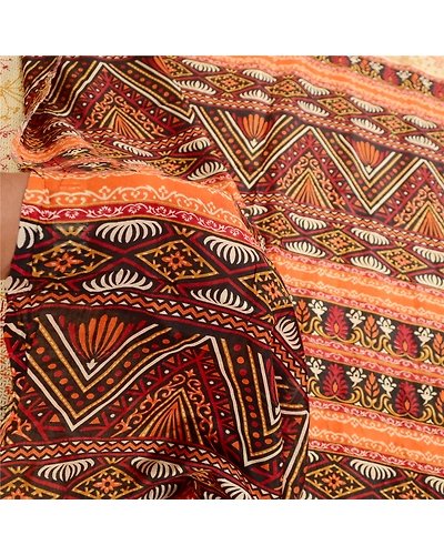 Sanskriti Vintage Sarees From India Multi Pure Silk Printed Sari Craft Fabric, PR-61868-Multi-Pure Silk-5