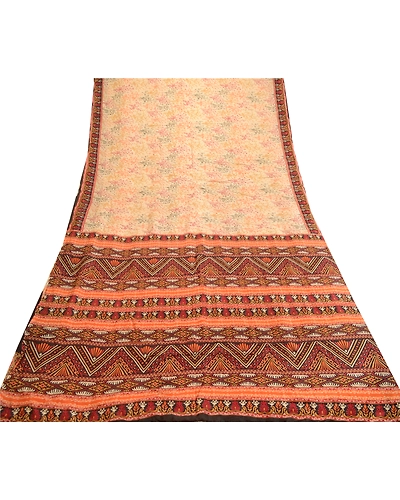 Sanskriti Vintage Sarees From India Multi Pure Silk Printed Sari Craft Fabric, PR-61868-Multi-Pure Silk-7