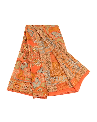 Sanskriti Vintage Sarees Multi 100% Pure Silk Printed Sari Soft 5Yd Craft Fabric, PR-61872-Multi-Pure Silk-6