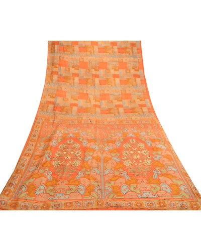 Sanskriti Vintage Sarees Multi 100% Pure Silk Printed Sari Soft 5Yd Craft Fabric, PR-61872-Multi-Pure Silk-7