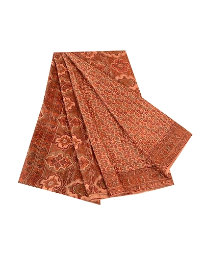 Sanskriti Vintage Sarees Indian Brown Pure Silk Printed Sari Floral Craft Fabric, PR-61886-Brown-Pure Silk-6