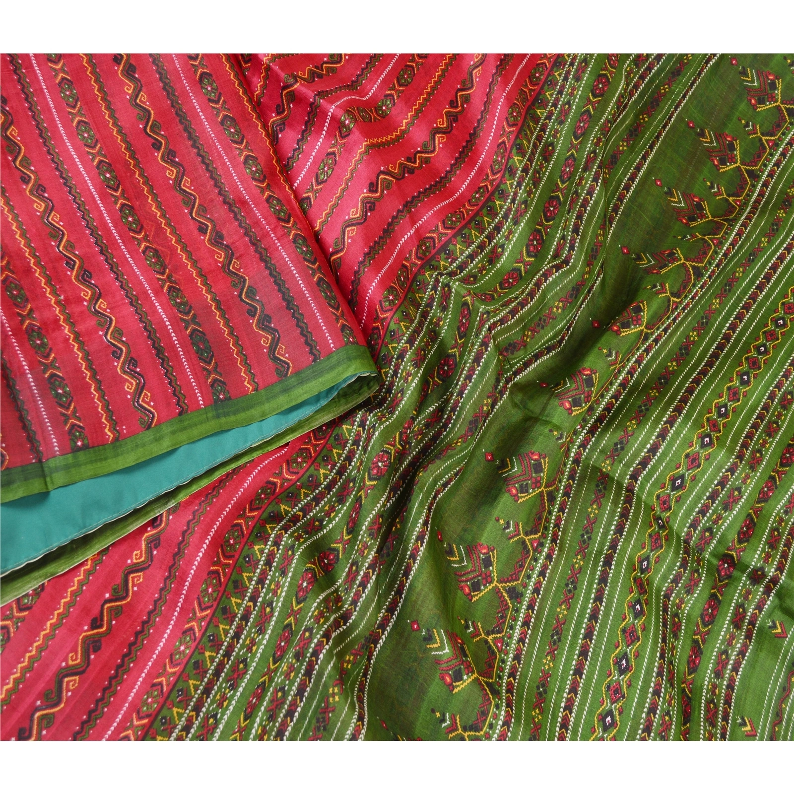 Sanskriti Vintage Sarees Dark Red 100% Pure Silk Printed Sari 5Yd Craft Fabric, PR-61934-Dark Red-Pure Silk-2