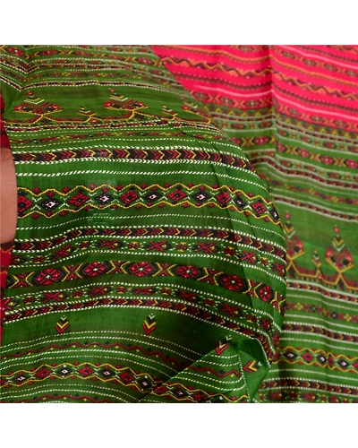 Sanskriti Vintage Sarees Dark Red 100% Pure Silk Printed Sari 5Yd Craft Fabric, PR-61934-Dark Red-Pure Silk-5