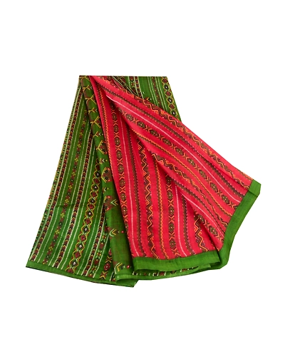 Sanskriti Vintage Sarees Dark Red 100% Pure Silk Printed Sari 5Yd Craft Fabric, PR-61934-Dark Red-Pure Silk-6