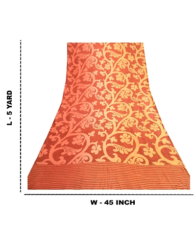 Sanskriti Vintage Sarees Brown 100% Pure Silk Printed Sari 5Yd Soft Craft Fabric, PR-61935-Brown-Pure Silk-8