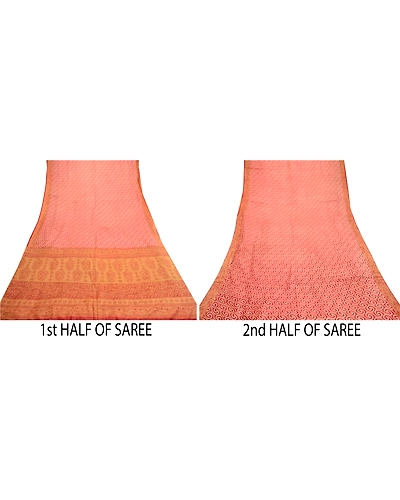 Sanskriti Vintage Sarees Red 100% Pure Silk Printed Sari Soft 5Yd Craft Fabric, PR-61950-Red-Pure Silk-4