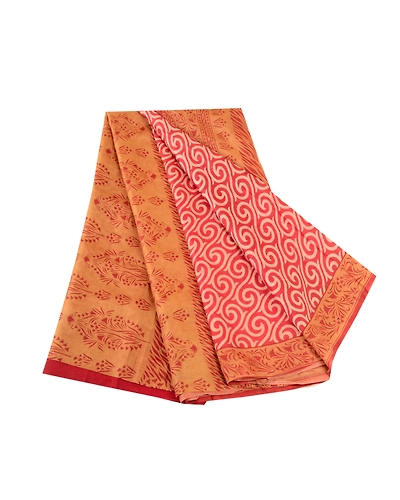 Sanskriti Vintage Sarees Red 100% Pure Silk Printed Sari Soft 5Yd Craft Fabric, PR-61950-Red-Pure Silk-6