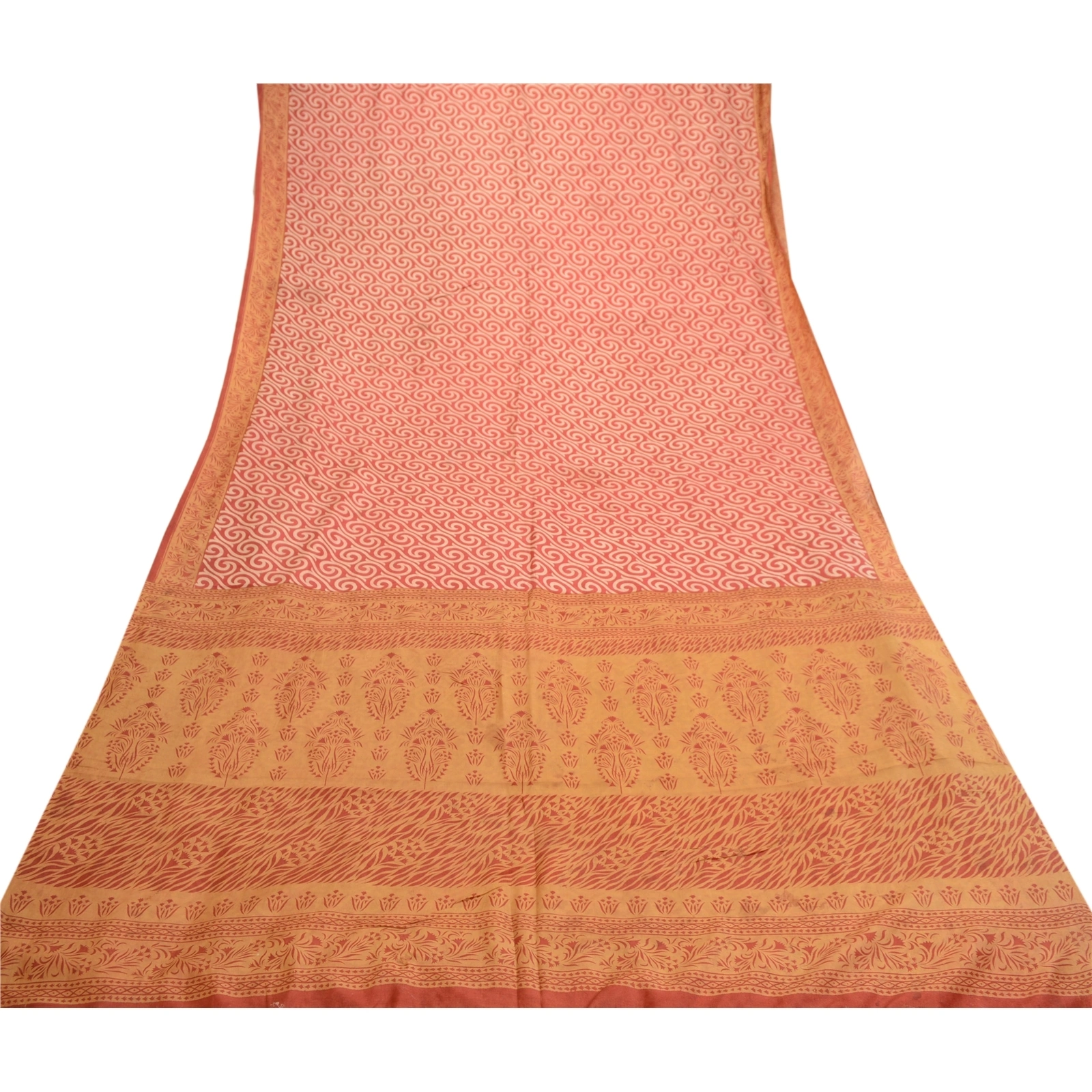 Sanskriti Vintage Sarees Red 100% Pure Silk Printed Sari Soft 5Yd Craft Fabric, PR-61950-Red-Pure Silk-7