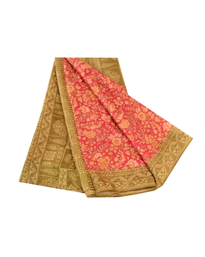 Sanskriti Vintage Sarees From India Red Pure Silk Printed Sari 5Yd Craft Fabric, PR-61984-Red-Pure Silk-6