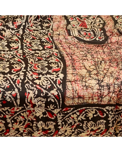 Sanskriti Vintage Sarees Batik Women Printed Cream Pure Silk Sari Craft Fabric, PR-62009-Cream-Pure Silk-3