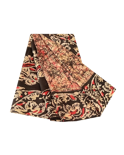 Sanskriti Vintage Sarees Batik Women Printed Cream Pure Silk Sari Craft Fabric, PR-62009-Cream-Pure Silk-6