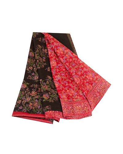 Sanskriti Vintage Sarees Red 100% Pure Silk Printed Sari Floral 5Yd Craft Fabric, PR-62073-Red-Pure Silk-7
