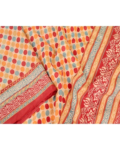 Sanskriti Vintage Sarees Multi Pure Silk Printed Sari Floral 5Yd Craft Fabric, PR-62105-Multi-Pure Silk-2