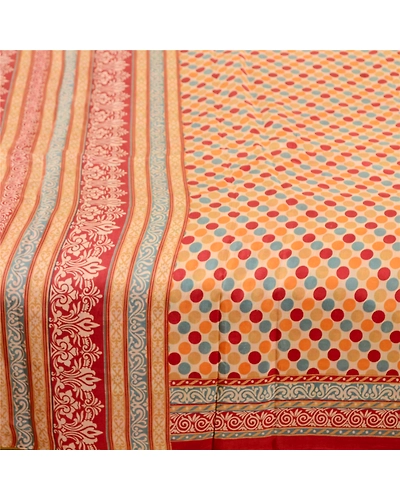Sanskriti Vintage Sarees Multi Pure Silk Printed Sari Floral 5Yd Craft Fabric, PR-62105-Multi-Pure Silk-3