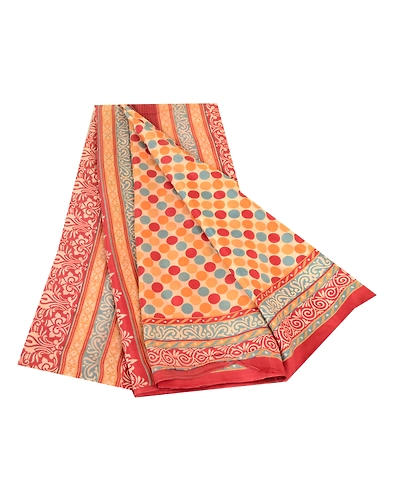 Sanskriti Vintage Sarees Multi Pure Silk Printed Sari Floral 5Yd Craft Fabric, PR-62105-Multi-Pure Silk-6
