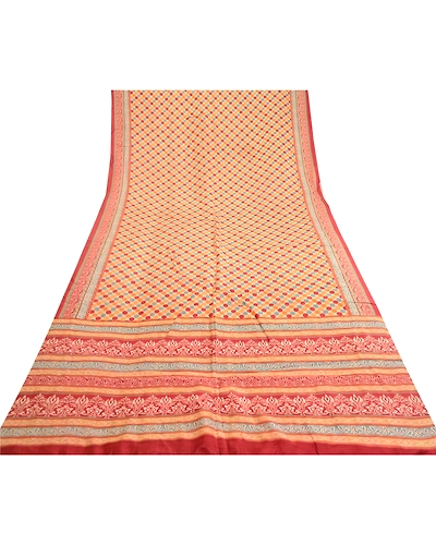 Sanskriti Vintage Sarees Multi Pure Silk Printed Sari Floral 5Yd Craft Fabric, PR-62105-Multi-Pure Silk-7