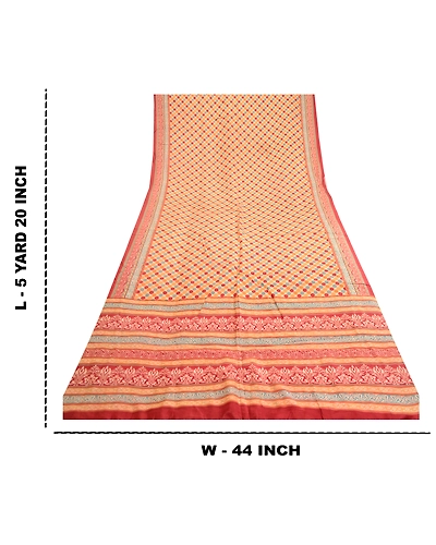 Sanskriti Vintage Sarees Multi Pure Silk Printed Sari Floral 5Yd Craft Fabric, PR-62105-Multi-Pure Silk-8