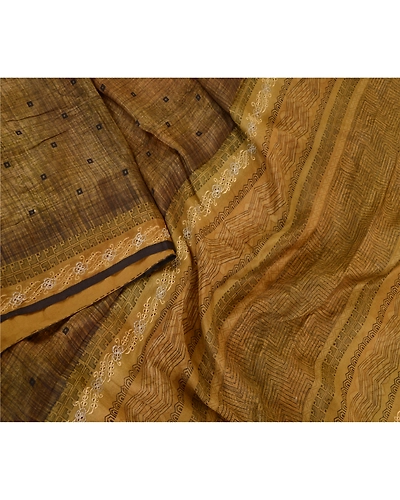 Sanskriti Vintage Sarees Green Embroidered Pure Silk Printed Sari Craft Fabric, PR-62110-Green-Pure Silk-2