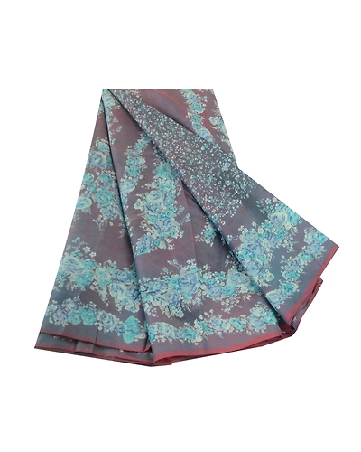 Sanskriti Vintage Sarees Blue 100% Pure Silk Printed Sari Floral Craft Fabric, PR-62112-Blue-Pure Silk-6