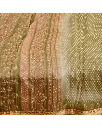 Sanskriti Vintage Sarees Green From India Pure Silk Printed Sari Craft Fabric, PR-62154-Green-Pure Silk-3
