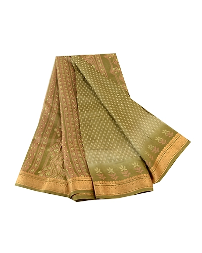 Sanskriti Vintage Sarees Green From India Pure Silk Printed Sari Craft Fabric, PR-62154-Green-Pure Silk-6
