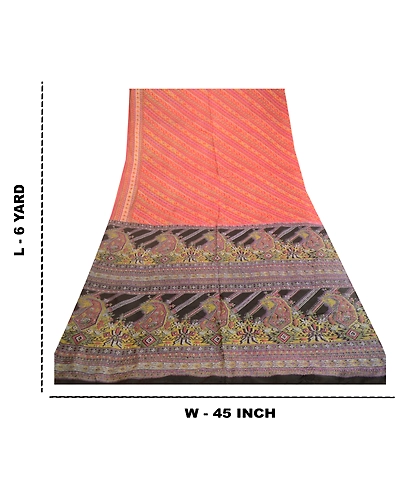 Sanskriti Vintage Sarees Red From India Pure Silk Printed Sari Soft Craft Fabric, PR-62165-Red-Pure Silk-8