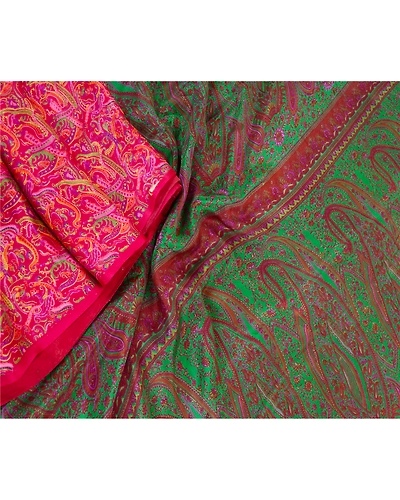 Sanskriti Vintage Sarees Pink 100% Pure Silk Printed Sari Floral Craft Fabric, PR-62206-Pink-Pure Silk-1