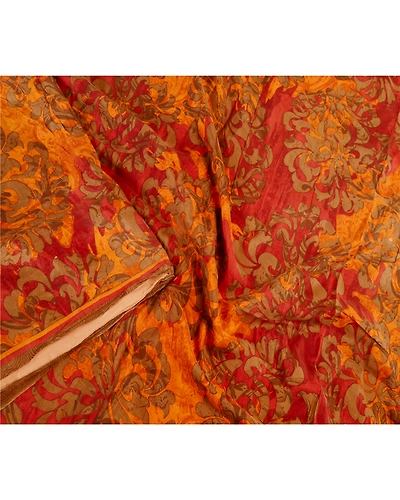 Sanskriti Vintage Sarees From India Orange Pure Silk Printed Sari Craft Fabric, PR-62222-Orange-Pure Silk-2