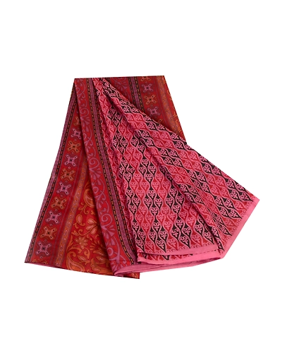 Sanskriti Vintage Sarees From India Red Pure Silk Printed Sari Soft Craft Fabric, PR-62261-Red-Pure Silk-6