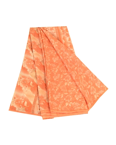 Sanskriti Vintage Sarees From India Orange Pure Silk Printed Sari Craft Fabric, PR-62279-Orange-Pure Silk-6
