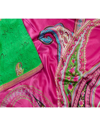 Sanskriti Vintage Sarees Green Printed Pure Silk Sari Soft Floral Craft Fabric, PR-62292-Green-Pure Silk-2