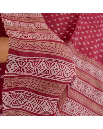 Sanskriti Vintage Sarees Hand Block Printed Purple Pure Silk Sari Craft Fabric, PR-62323-Purple-Pure Silk-5