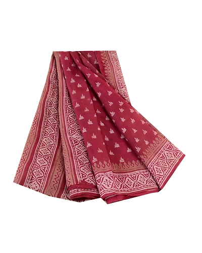 Sanskriti Vintage Sarees Hand Block Printed Purple Pure Silk Sari Craft Fabric, PR-62323-Purple-Pure Silk-6