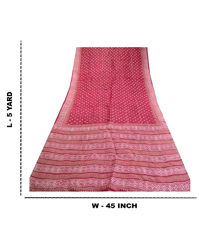 Sanskriti Vintage Sarees Hand Block Printed Purple Pure Silk Sari Craft Fabric, PR-62323-Purple-Pure Silk-8