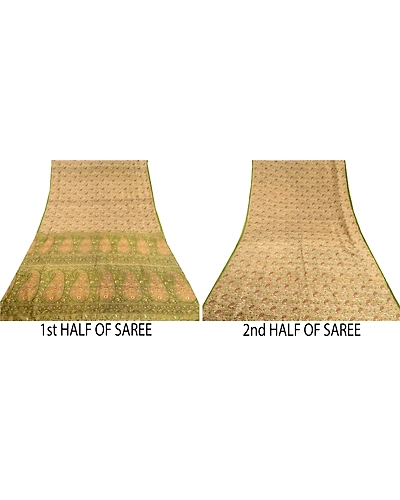 Sanskriti Vintage Sarees Multi 100% Pure Silk Printed Sari Soft 5Yd Craft Fabric, PR-62369-Multi-Pure Silk-4