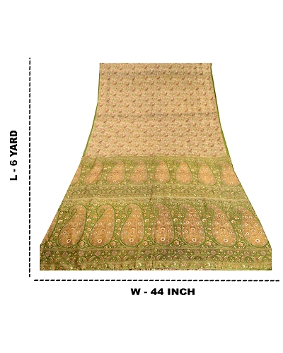 Sanskriti Vintage Sarees Multi 100% Pure Silk Printed Sari Soft 5Yd Craft Fabric, PR-62369-Multi-Pure Silk-8