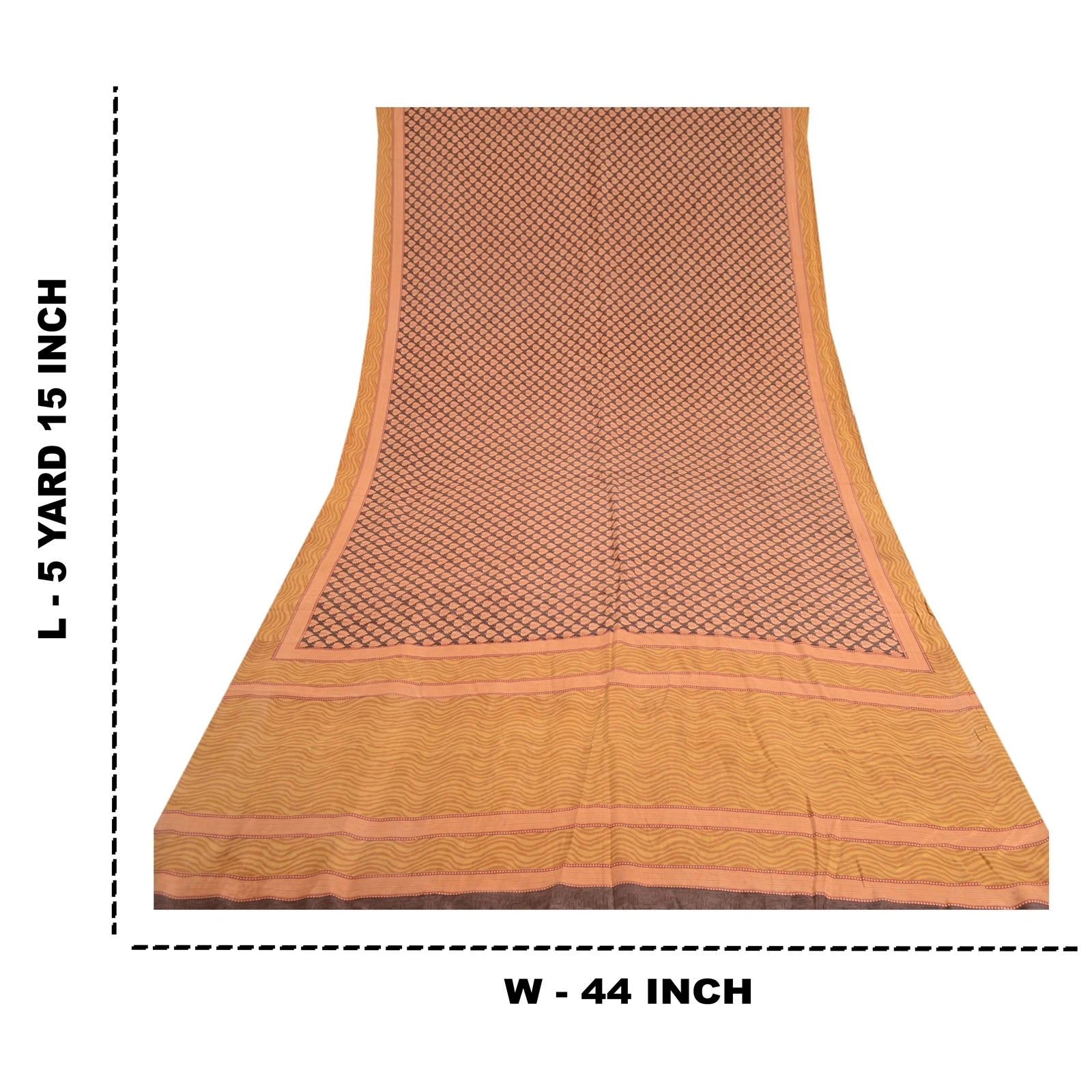 Sanskriti Vintage Sarees From India Brown Pure Silk Printed Sari Craft Fabric, PR-62374-Brown-Pure Silk-8