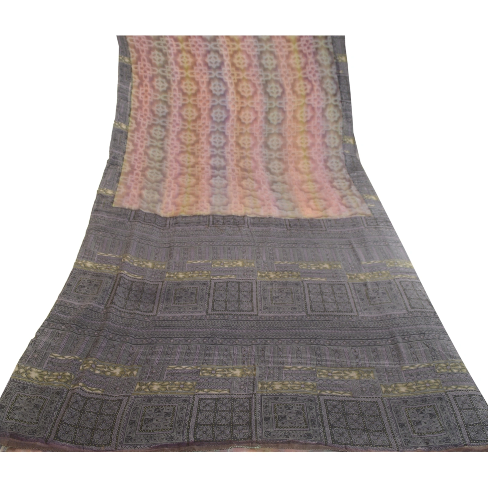 Sanskriti Vintage Sarees Mauve 100% Pure Silk Printed Woven Sari Craft Fabric, PR-62392-Mauve-Pure Silk-8