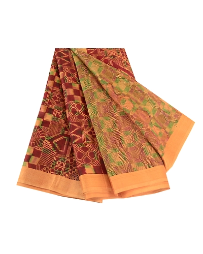 Sanskriti Vintage Sarees Indian Multi 100% Pure Silk Printed Sari Craft Fabric, PR-62394-Multi-Pure Silk-6