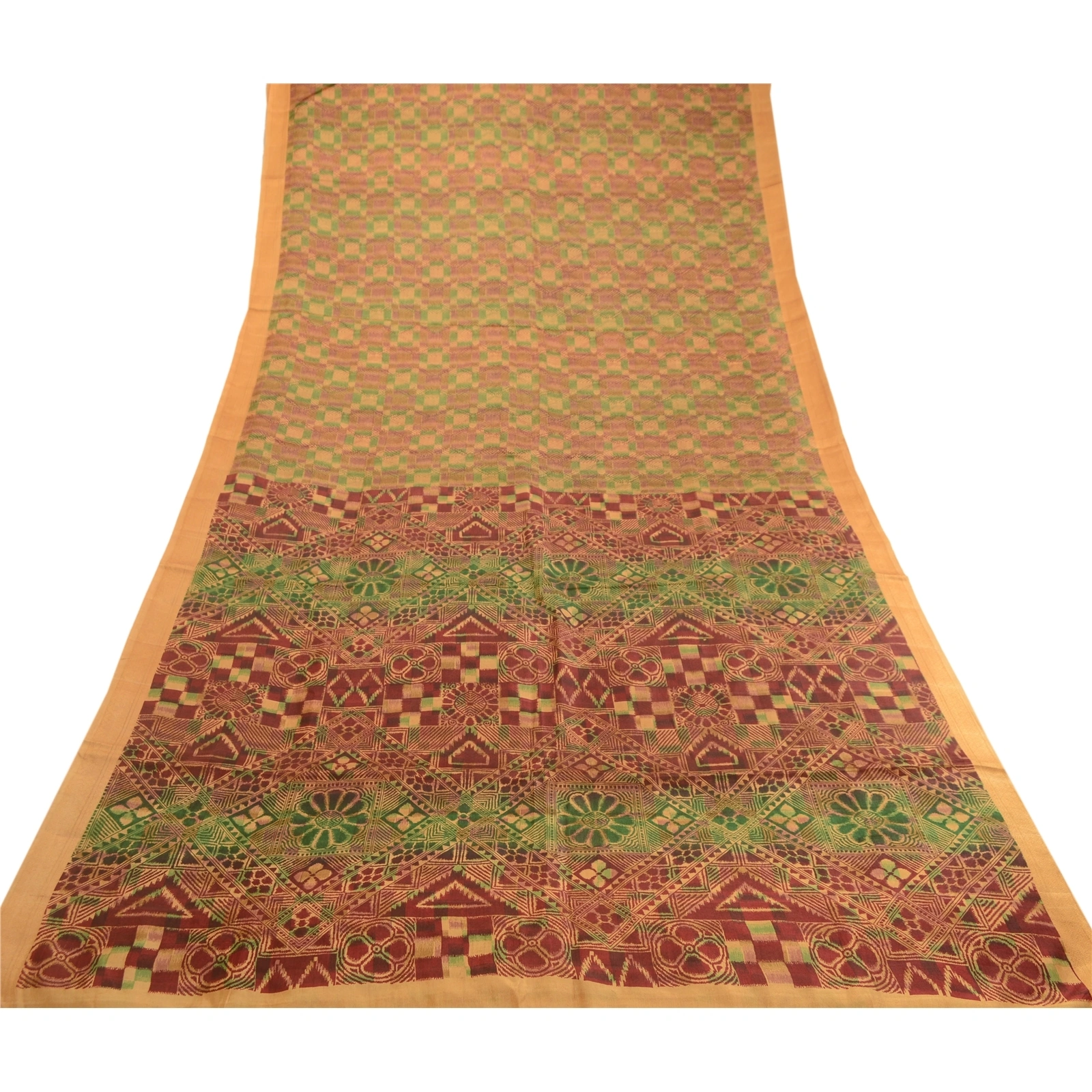 Sanskriti Vintage Sarees Indian Multi 100% Pure Silk Printed Sari Craft Fabric, PR-62394-Multi-Pure Silk-7