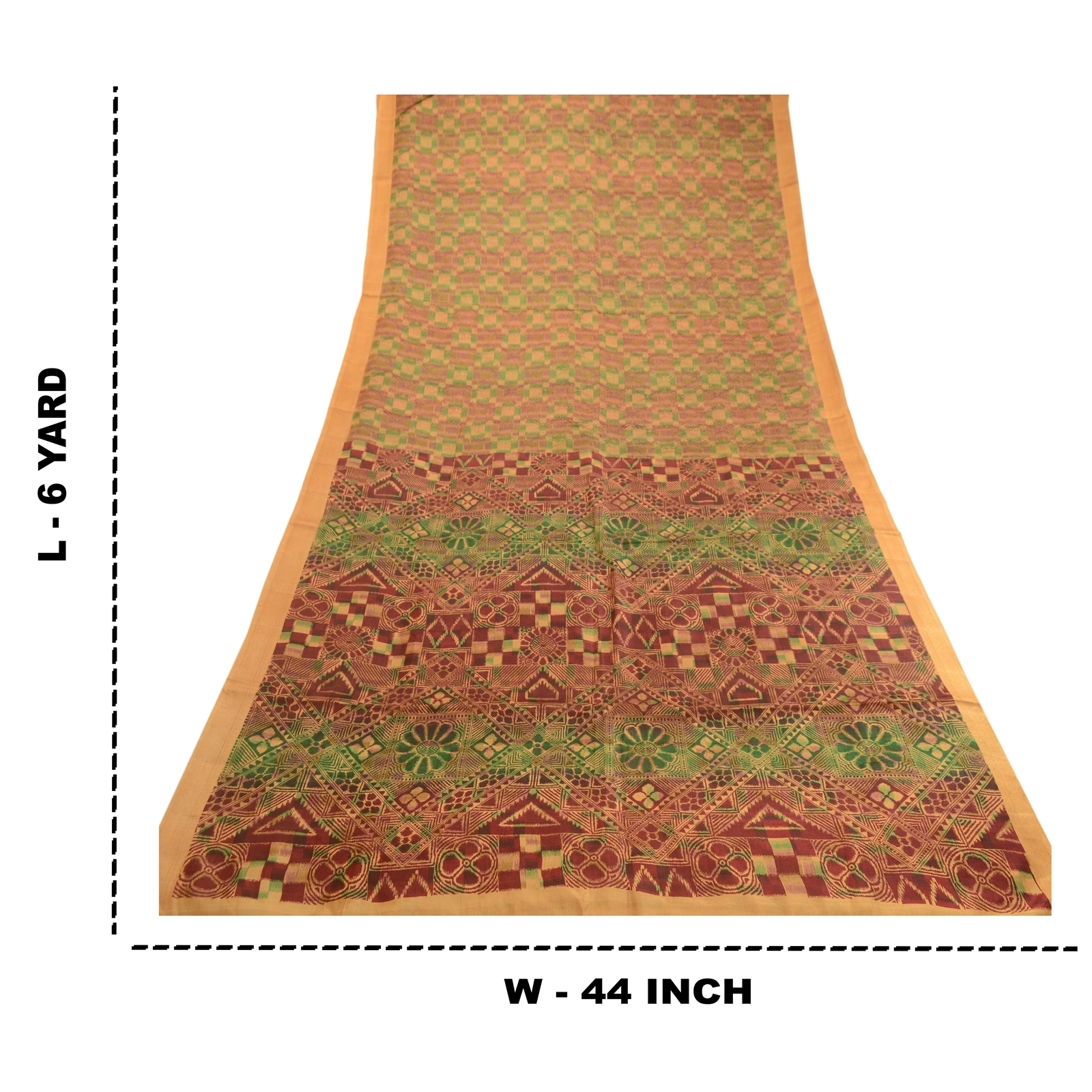 Sanskriti Vintage Sarees Indian Multi 100% Pure Silk Printed Sari Craft Fabric, PR-62394-Multi-Pure Silk-8