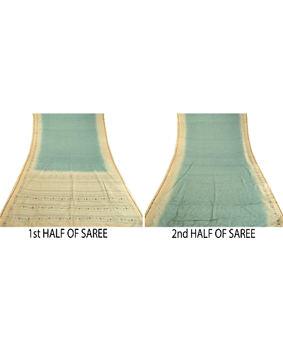 Sanskriti Vintage Sarees Pastel-Green Printed Pure Silk Sari Floral Craft Fabric, PR-62432-Pastel-Green-Pure Silk-5