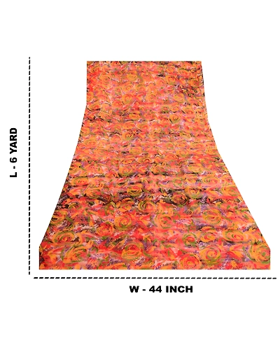 Sanskriti Vintage Sarees Indian Multi 100% Pure Silk Printed Sari Craft Fabric, PR-62446-Multi-Pure Silk-8