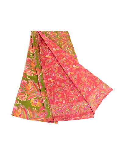 Sanskriti Vintage Sarees Pink 100% Pure Silk Printed Sari Floral Craft Fabric, PR-62449-Pink-Pure Silk-6